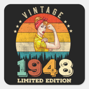 Sticker Carré anniversaire de 77 ans 1948 Vintage 77e anniversai