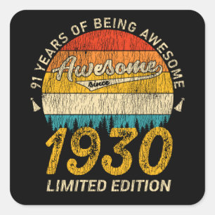 Sticker Carré anniversaire de 95 ans Retro Magnifique 95e annive