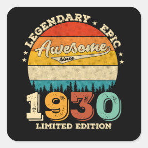 Sticker Carré anniversaire de 95 ans Retro Magnifique 95e annive