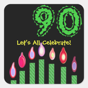 Sticker Carré Anniversaire de bougies de vert le