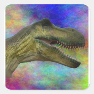 Sticker Carré Anniversaire de Dinosaur - Jurassic Tyrannosaurus 