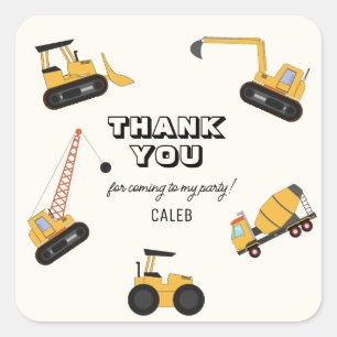 Sticker Carré Anniversaire de enfant de camion de vidange de con