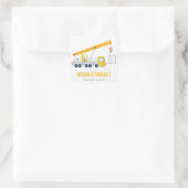 Sticker Carré Anniversaire de enfant du véhicule de construction (Sac)