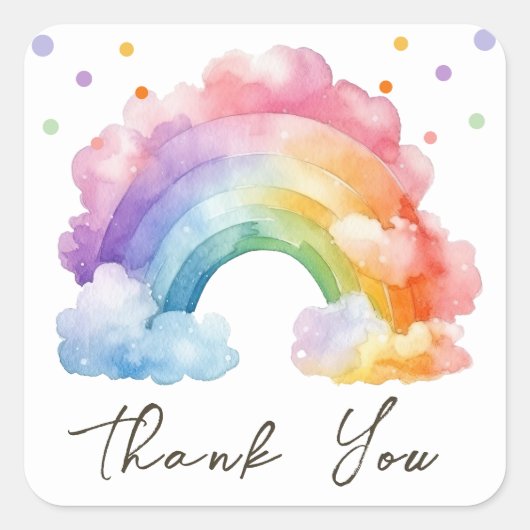 Sticker Carré Anniversaire de enfant Rainbow Wild One (Devant)