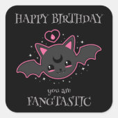 Sticker Carré Anniversaire de Kawaii Bat (Devant)