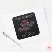 Sticker Carré Anniversaire de Kawaii Bat (Enveloppe)