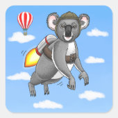 Sticker Carré Anniversaire de Koala Fusée (Devant)