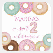 Sticker Carré Anniversaire de la beigne douce | Fête des enfants (Devant)
