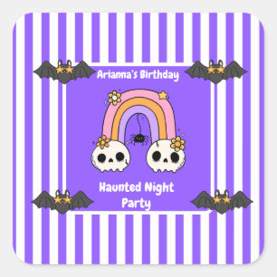 Sticker Carré Anniversaire de la fête de la nuit - Halloween nui