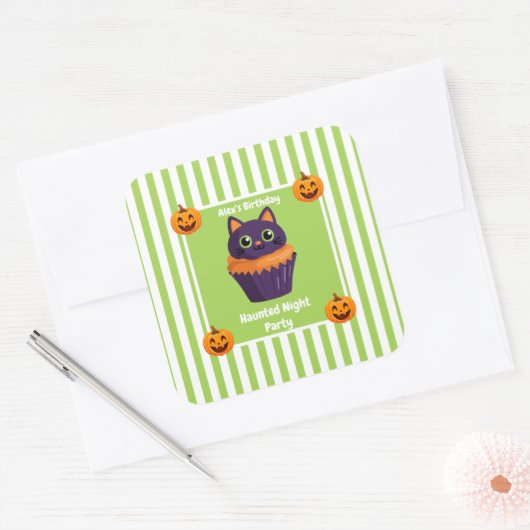 Sticker Carré Anniversaire de la fête de la nuit - Halloween nui (Enveloppe)