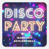 Sticker Carré Anniversaire de la fête Retro Disco (Devant)
