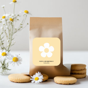 Sticker Carré Anniversaire de la marguerite jaune   Élégante fêt