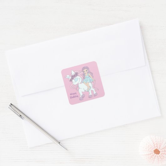 Sticker Carré Anniversaire de la princesse (Enveloppe)