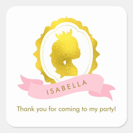 Sticker Carré Anniversaire de la princesse rose Cameo (Devant)