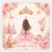Sticker Carré Anniversaire de princesse (Devant)