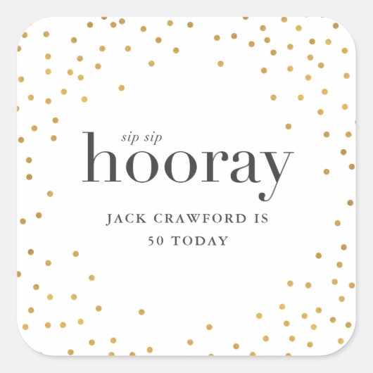 Sticker Carré anniversaire de sip sip hooray (Devant)