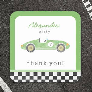 Sticker Carré anniversaire de voiture de course verte