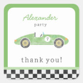Sticker Carré anniversaire de voiture de course verte (Devant)