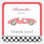 Sticker Carré anniversaire de voiture rouge (Devant)