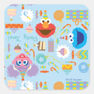 Sticker Carré Anniversaire d'Elmo et d'Abby