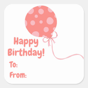 Sticker Carré Anniversaire du ballon rose