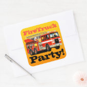 Sticker Carré Anniversaire du camion-feu (Enveloppe)