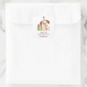 Sticker Carré Anniversaire du Chiot mignon (Sac)