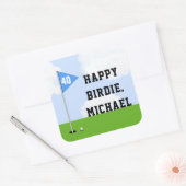 Sticker Carré Anniversaire du golf personnalisé (Enveloppe)