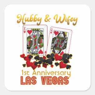 Sticker Carré Anniversaire du Mariage Las Vegas Hubby Wifey