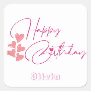 Sticker Carré Anniversaire d'un an rose