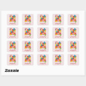 Sticker Carré Anniversaire Fille Puzzle Amour aux pièces (Feuille)