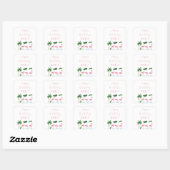 Sticker Carré Anniversaire floral rose et vert (Feuille)