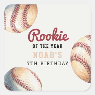 Sticker Carré Anniversaire Garçon Recrue Baseball Vintage
