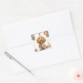Sticker Carré Anniversaire Goldendoodle Chien (Enveloppe)