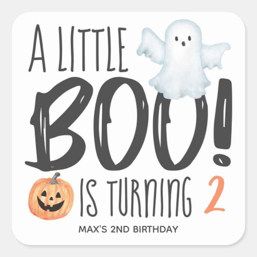 Sticker Carré Anniversaire Halloween Fantôme Citrouille (Devant)