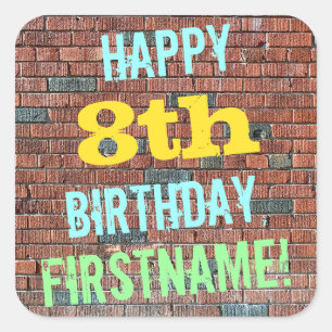 Sticker Carré Anniversaire inspiré par graffiti de mur de