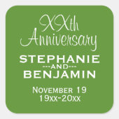 Sticker Carré Anniversaire mariage - Vert et Blanc (Devant)