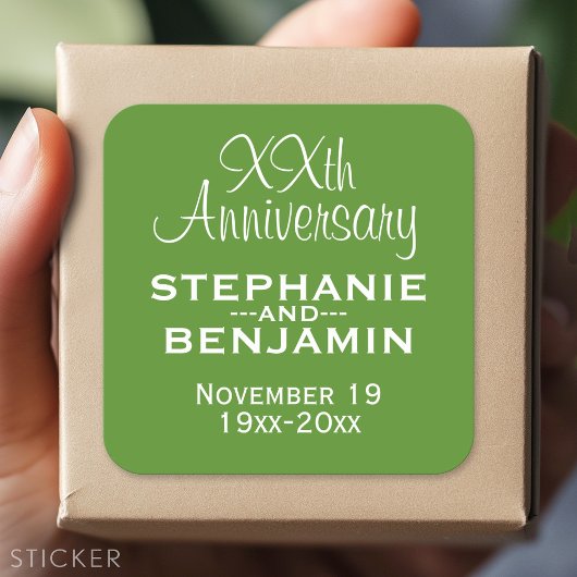 Sticker Carré Anniversaire mariage - Vert et Blanc