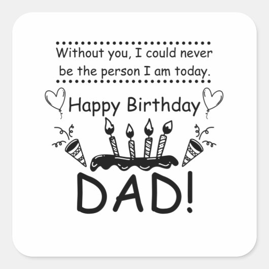 Sticker Carré Anniversaire - meilleur papa (Devant)