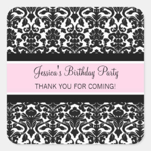 Sticker Carré Anniversaire Merci Personnalisé Nom Favoriser Tags