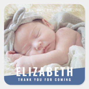 Sticker Carré Anniversaire moderne couleur vive Merci photo