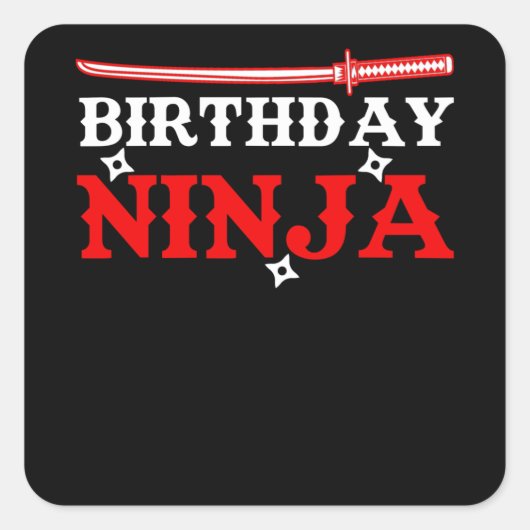 Sticker Carré Anniversaire Ninja Fighter Anniversaire (Devant)
