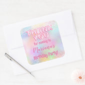 Sticker Carré Anniversaire rose arc-en-ciel Favoriser (Enveloppe)