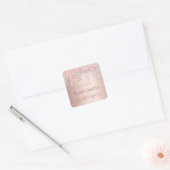 Sticker Carré Anniversaire rose or argent parties scintillant de (Enveloppe)