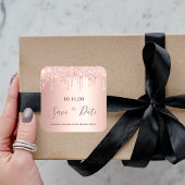 Sticker Carré Anniversaire rose or parties scintillant enregistr