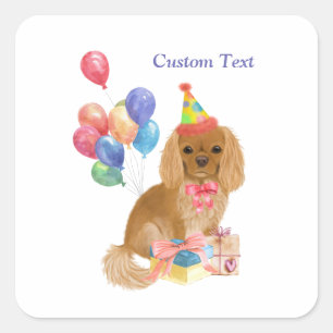 Sticker Carré Anniversaire Ruby Cavalier King Charles Spaniel