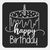 Sticker Carré Anniversaire simple et moderne en noir et blanc (Devant)