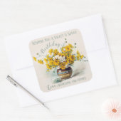 Sticker Carré Anniversaire Sweet & Sunny De Longpre fleurs CC101 (Enveloppe)