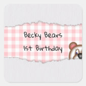 Sticker Carré Anniversaire Teddy Bear Peekaboo (Devant)