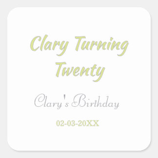 Sticker Carré Anniversaire vingt ans vert gris pastel rétro
